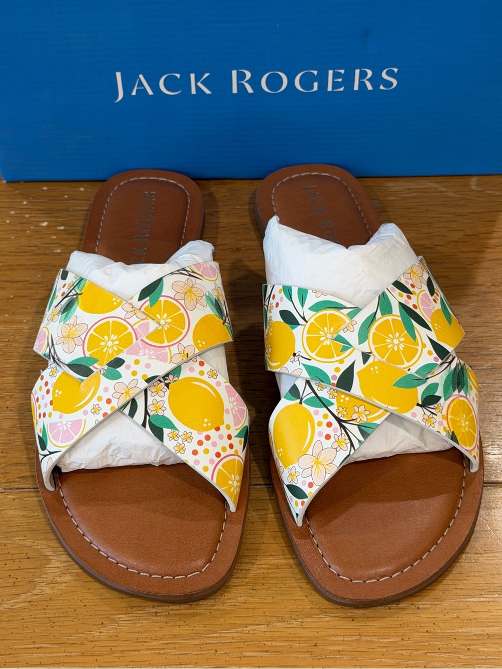 Jack Rogers Kids Citrus Print Slide Sandals - Yellow/White
